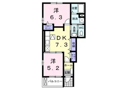 セイ・プリムローズ(2DK/1階)の間取り写真