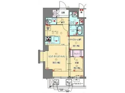 プレサンスNEO九条ディアシス(1SLDK/2階)の間取り写真