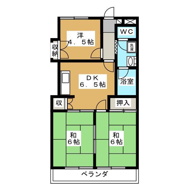 ハイホームズ七瀬(3DK/4階)の間取り写真