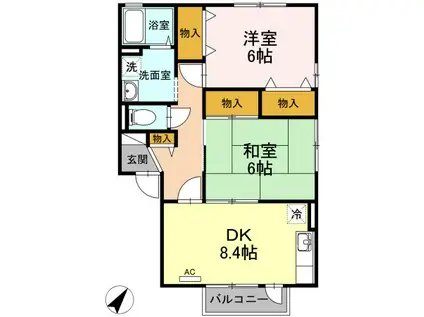 セジュール森田 I棟(2DK/1階)の間取り写真