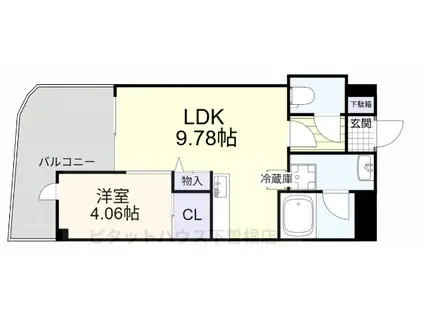 オリオンビル(1LDK/4階)の間取り写真