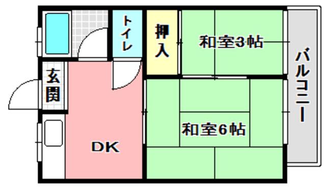 田中ハイツ(2K/2階)の間取り写真