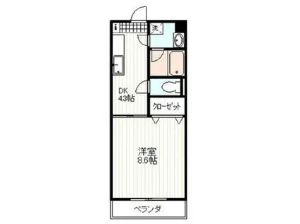 エスポワール原(1DK/2階)の間取り写真