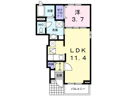 HINATA I(1LDK/1階)の間取り写真