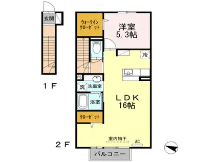 アルカディア(1LDK/2階)の間取り写真