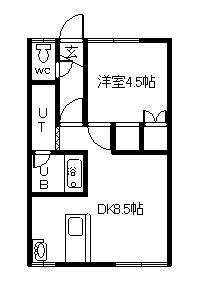 ワンダースリー(1DK/1階)の間取り写真