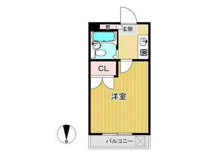 シャルマン谷塚南(1K/2階)の間取り写真