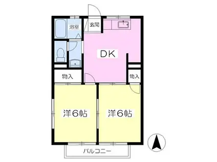 コーポ阿部B(2DK/2階)の間取り写真