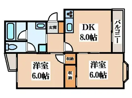 グロリアスレジダンス(2DK/3階)の間取り写真
