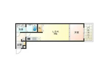 ノイヴェル春日出II(1LDK/1階)の間取り写真