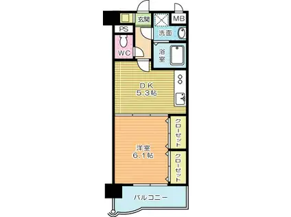 ニューシティアパートメンツ南小倉II(1DK/10階)の間取り写真