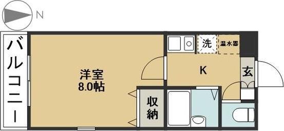 エクセランス小池II(1K/1階)の間取り写真
