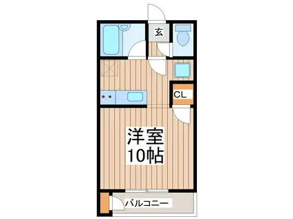 パレスベルフォン(ワンルーム/1階)の間取り写真
