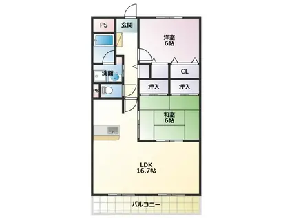 ピエール・ノーヴァ(2LDK/1階)の間取り写真