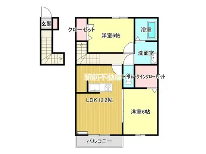 ベルクレージュ鍋島駅前(2LDK/2階)の間取り写真