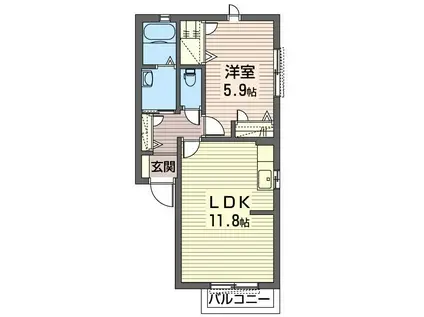 レザムルーズB(1LDK/2階)の間取り写真
