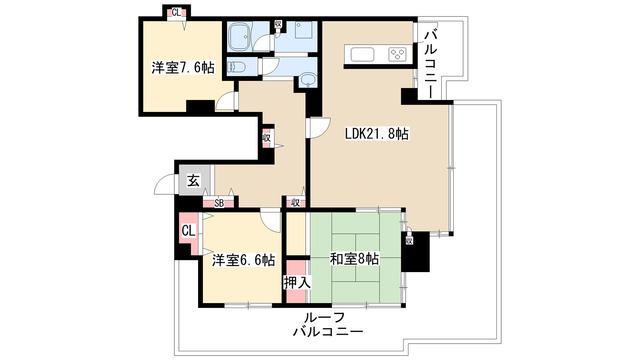 シャトレ御棚(3LDK/4階)の間取り写真