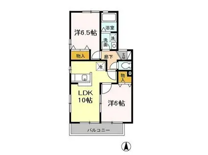 ペニーレーンA(2LDK/2階)の間取り写真
