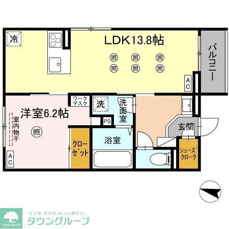 プランドゥブレ西新(1LDK/2階)の間取り写真