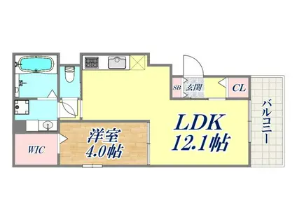 ディアコート住吉本町(1LDK/2階)の間取り写真