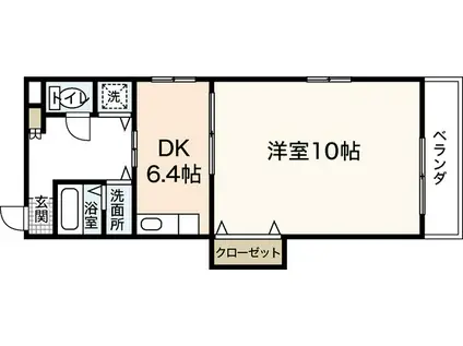 プレイス十日市(1DK/2階)の間取り写真