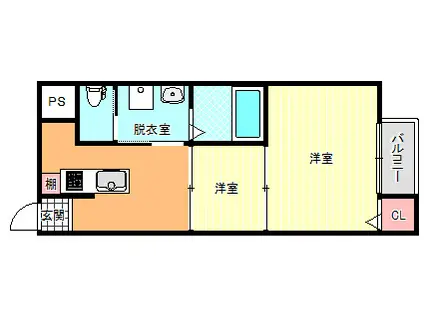 ディオコーポはりなかの(1DK/1階)の間取り写真