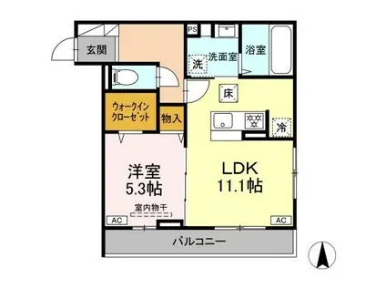 D-ROOM林町7丁目(1LDK/1階)の間取り写真
