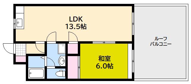 山崎大芝ビル(1LDK/4階)の間取り写真