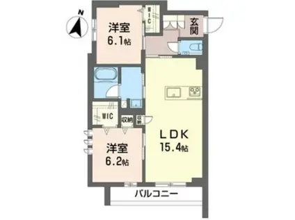 プルニエ フェリーチェ(2LDK/2階)の間取り写真