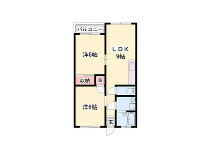 新石生マンション(2LDK/3階)の間取り写真