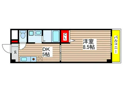 ラ・フローラドゥ(1DK/1階)の間取り写真