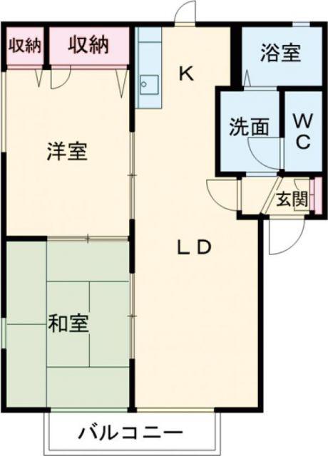 コーポナカミカワ(2LDK/1階)の間取り写真