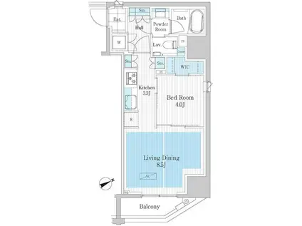 パークアクシス浅草橋II(1LDK/2階)の間取り写真