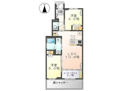 北方町中島字東郷AP(2LDK/1階)の間取り写真