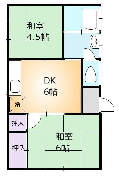 末崎アパート(2DK/2階)の間取り写真