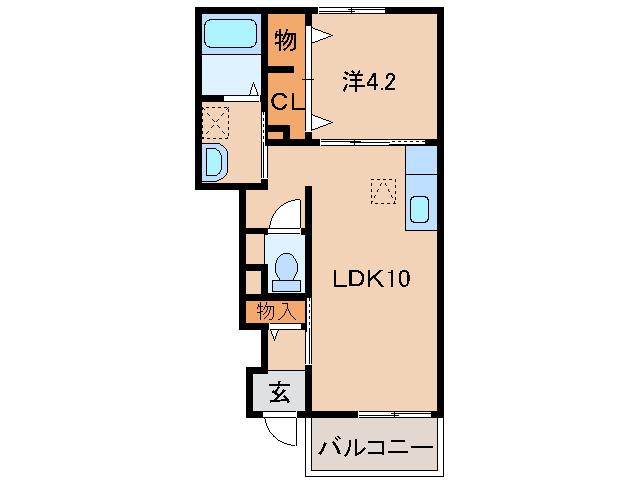 クラージュ I(1LDK/1階)の間取り写真