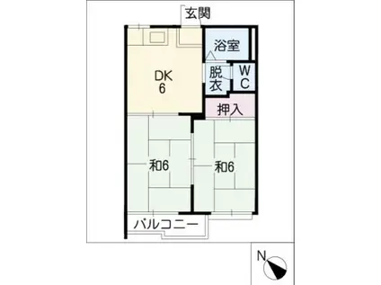 ハイツサンシャイン(2DK/1階)の間取り写真