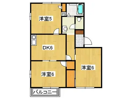 グランドール華蔵寺A(3DK/2階)の間取り写真