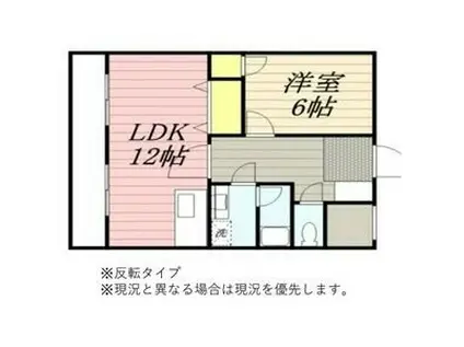エクスクリエ上脇(1LDK/4階)の間取り写真