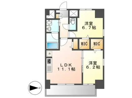 カーサニア尾頭橋(2LDK/10階)の間取り写真