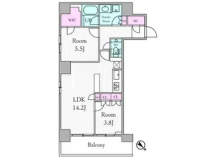 URBAN PARK GRANDE代官山(2LDK/3階)の間取り写真