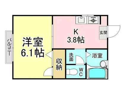 クレアール青山(1K/2階)の間取り写真