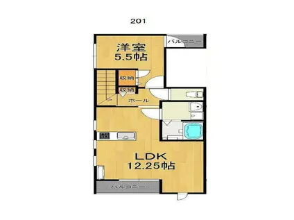 RELAIR(1LDK/2階)の間取り写真