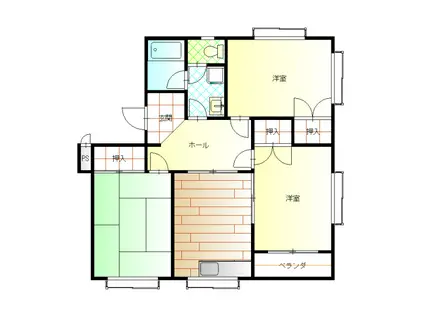 グレースコートB(3DK/2階)の間取り写真