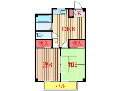 コンフィデンス江口(2DK/2階)の間取り写真