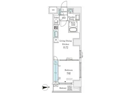 フトューロ東神田(1LDK/4階)の間取り写真
