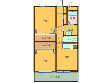 カーサ小川II(2DK/2階)の間取り写真