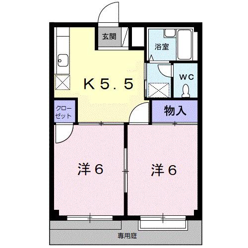 エルシャトウ吉備I(2K/1階)の間取り写真
