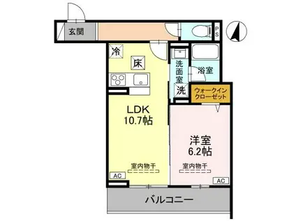 TORISIAS ゆいの杜6丁目 C棟(1LDK/1階)の間取り写真