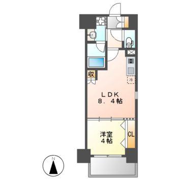 ヒヴィ・カーサ名駅西(1LDK/11階)の間取り写真